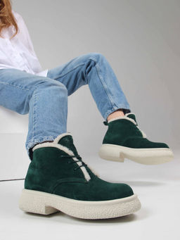 Ботинки EDART 308.агата w. зеленый замша/мех