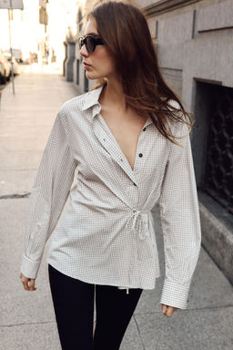 CAMISA CUADROS LAZO / marron/blanco - Zara фото 4
