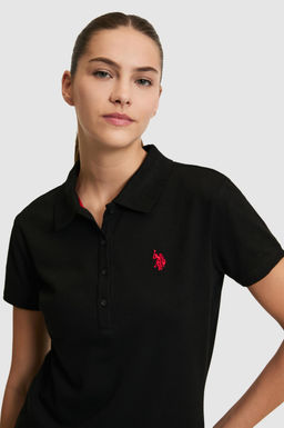 Kad_n Siyah Polo Yaka Basic Ti__rt