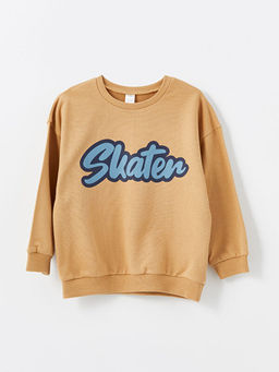 Bisiklet Yaka Uzun Kollu Bask?l? Erkek Bebek Sweatshirt