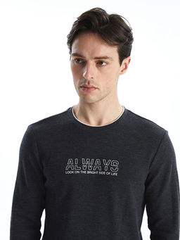 Bisiklet Yaka Uzun Kollu Erkek Sweatshirt