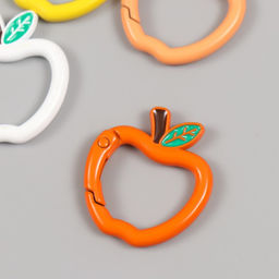 Цена за 4 шт. Карабин металл Яблочко с веточкой МИКС 3х2,7 см - Арт узор фото 3