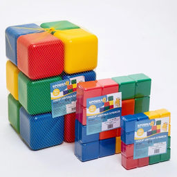 Кубики детские, пластиковые, цветные, 10 штук, 12×12 см