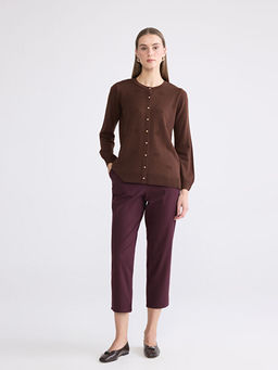 Bisiklet Yaka Kendinden Desenli Kad?n Triko H?rka