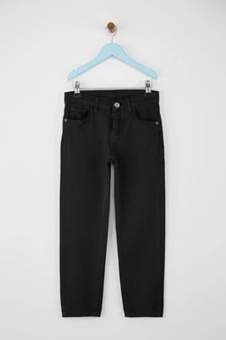 Siyah 100% Pamuk Beli Lastikli Duz/Basic Dokuma Erkek Cocuk Okul Pantolonu TKDAW26PL00002 - Trendyolmilla фото 2