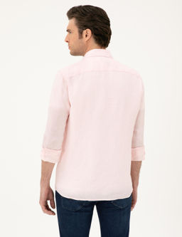 Pembe Regular Fit %100 Keten G_mlek