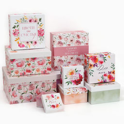 Набор коробок 10 в 1, упаковка подарочная, Цветы, 10?10?6?28?28?15 см