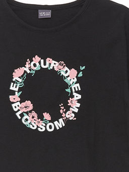 Bisiklet Yaka Bask?l? K?sa Kollu K?z ?ocuk Ti??rt - Waikiki фото 3