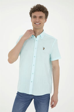 Мужская вода -зеленая рубашка с короткими рукавами в корзине - U.s. polo assn фото 3