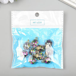 Цена за 10 шт. Подвеска декоративная для творчества стекло «Шар - квадратики», d=1.6 см, 2.1×1.6 см