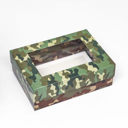Цена за 5 шт. Коробка складная, с окном Камуфляж 21?15?7 см