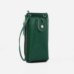 Сумка на магните, с длинным ремнём, однотонная, 10×2.5×20 см, зелёная