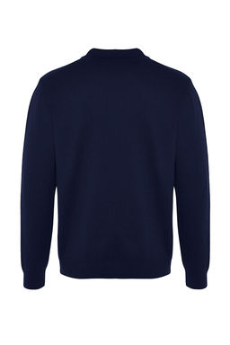 Lacivert Erkek Regular Polo Yaka Duz Triko Kazak TMNAW24KZ00067