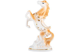 Фигурка декоративная 9,5*5*16 см Лошадь коричневая с золотом, фарфор - Elan gallery фото 3