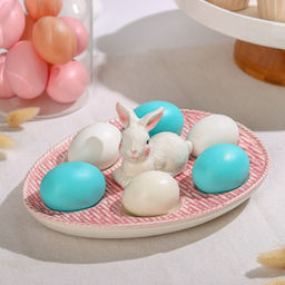 Подставка для яиц Доляна «Зайка», 25×18×9 см, доломит, розовая