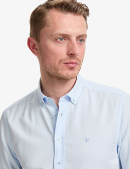 A__k Mavi Oxford Slim Fit Kolay _t_lenebilir G_mlek