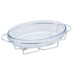 5028 GIPFEL Мармит овальный MARJORIE 35x24x6,5сm/3л со стеклянным контейнером, с двумя держателями для свечей. Материал: термостойкое стекло, цинковый сплав, нерж. Сталь  фото 3