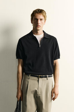 POLO PUNTO CUELLO CREMALLERA / Negro