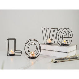 Подсвечник металлический на 4 свечи TAKE IT EASY Love: слово, 13.5?42 см, чёрный