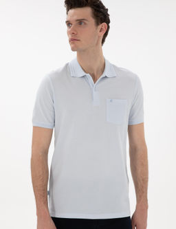 A__k Mavi Regular Fit %100 Pamuk Polo Yaka Basic Ti__rt