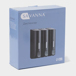 Диспенсер для мыла SAVANNA, механический, 3 отсека по 350 мл, шампунь, кондиционер, гель, чёрный фото 13