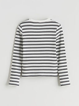 Bisiklet Yaka ?izgili K?z ?ocuk Ti??rt