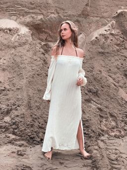 6868 Платье с открытыми плечами молочное - Martichelli фото 3