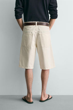 BERMUDA DENIM BAGGY FIT / Blanco roto - Zara фото 3