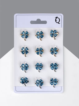 Цена за 12 шт. Брошь «Клевер» сапфировый, МИКС, (неделимая фасовка 12 шт., цена за шт.)