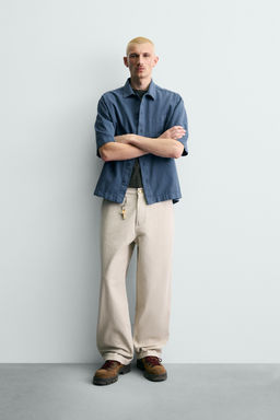 SOBRECAMISA ESTRUCTURA BORDADO / Azul