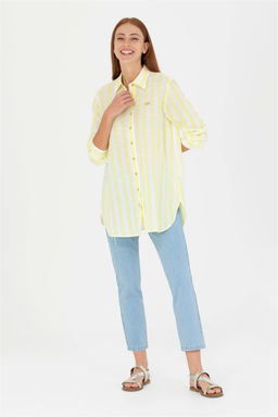 Женская неоново-желтая рубашка с длинным рукавом Неожиданная скидка в корзине - U.s. polo assn фото 4