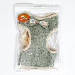 Комплект с мягкой шлейкой Веточки, размер L, поводок 120 х 1,5 см, ОГ 42-76 см, серый - Пижон фото 10