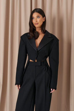 Жакет Annete А5531 костюмная ткань черный с кружевом  фото 11