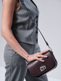 Сумка кожаная кросс-боди Deboro 30879 пурпурный