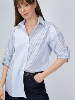 Рубашка полоса OD-918-1 серо-голубая - Tantino фото 14