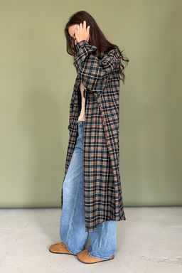 Рубашка удлиненная AUTUMN046/03/Бежевый, зелёный - M&G all natural фото 4
