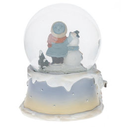 Фигурка декоративная "Снеговик" в стекл шаре (муз, вьюга, АААх3, н/п), L11 W11 H14 см