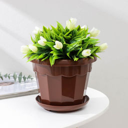 Горшок для цветов с поддоном «Доляна. Эрика», 1.8 л, пластиковый, коричневый