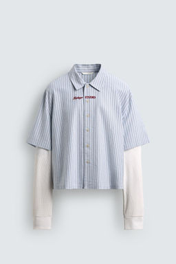 STRIPED SHIRT WITH DOUBLE EFFECT SLEEVES - Zara фото 7