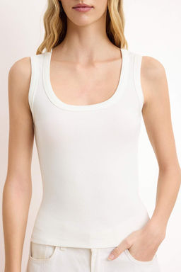 Ac?k Pembe Regular Havuz Yaka Kal?n Ask?l? Kolsuz Fitilli Esnek Orme Atlet TWOSS26AL00028 - Trendyolmilla фото 7