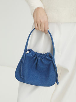 Женская сумка с ручками из денима MAISON DAVID LOLA Артикул 4354422, синий  фото 5