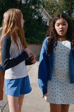 VESTIDO PUNTO ROMA ESTAMPADO / Azul / Blanco