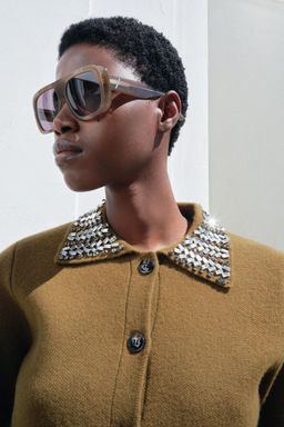 100% WOOL JACKET WITH JEWELLED LAPELS - Zara фото 2