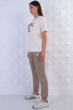 Арт. 21367 Костюм с брюками женский 42-50 (5 шт) Цвет:верх-молочный,низ-бежевый - Калинка фото 6