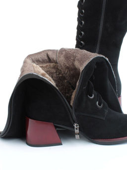 02-BA100-2 BLACK Сапоги зимние женские (натуральная замша, байка и натуральный мех) - Фабричный китай фото 4