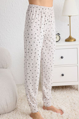 Trendyolmilla Bej Kalp Desenli Orme Pijama Tak?m? THMSS25PT00148  фото 9