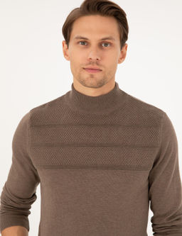 Vizon Melanj Slim Fit Yar_m Bal_k__ Yaka Triko Kazak - Pierre cardin фото 2