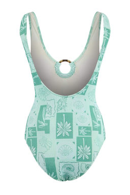 Tropikal Desenli Dokulu U Yaka Kapl? Aksesuarl? Mayo TBESS26MA00033