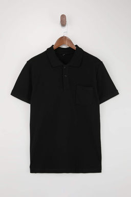 Siyah Regular %100 Pamuk Tek Cepli Polo Yaka T-shirt TMNSS26PO00018
