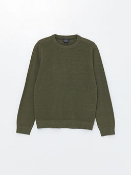 Bisiklet Yaka Dokulu Erkek ?ocuk Triko Kazak